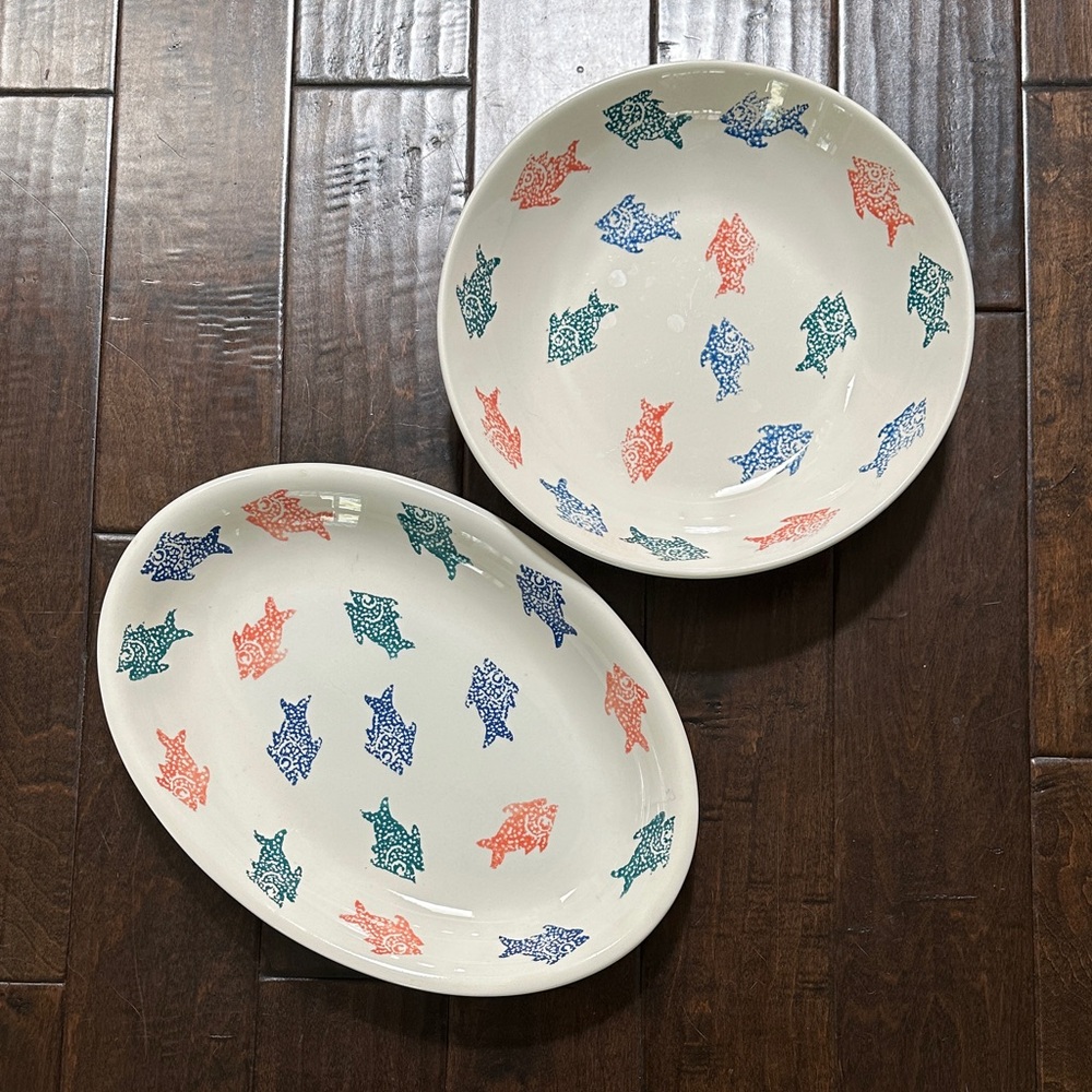 Decorative Fish Patterned Serving Platters